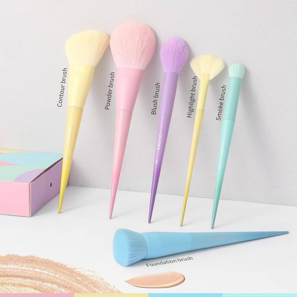 Makeup Brushes 17 Pcs Colourful Makeup Brush Set Premium Synthetic Kabuki Founda - Picture 7 of 15